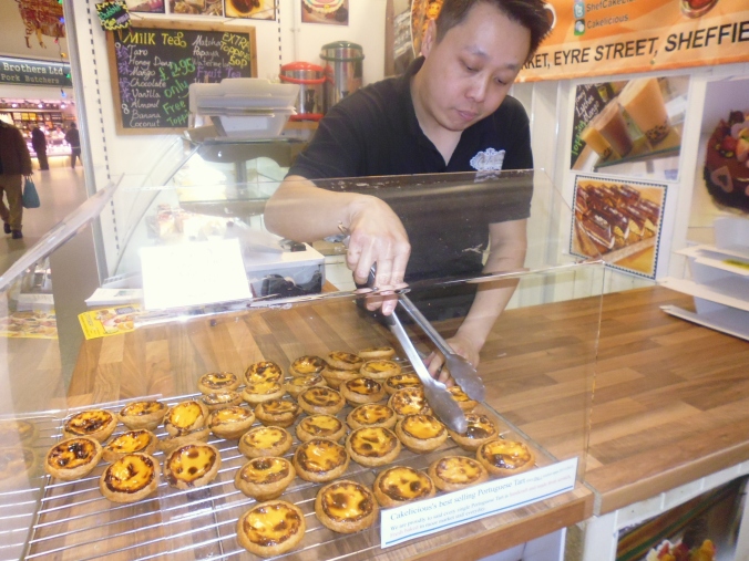 Chris Wong with his tarts at Moor Market